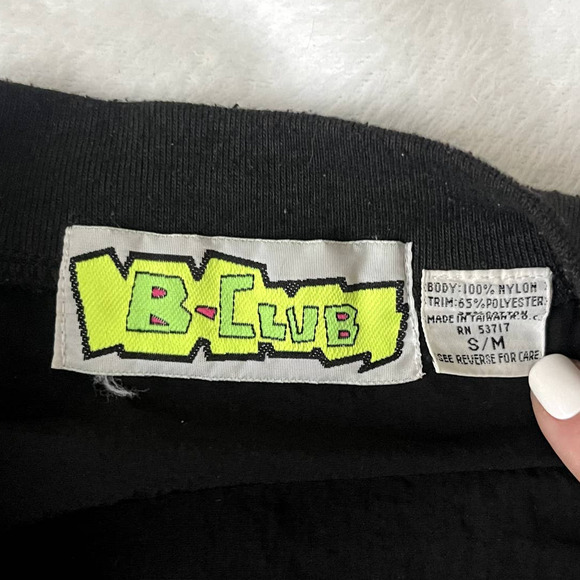 Vtg 80s 90s B-Club Baseball Jacket S/M Black Neon Yellow Coat Snap Baseball - Picture 10 of 12